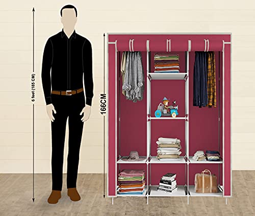 Maison & Cuisine® 88130 Wine Without Pocket, 6+2 Fancy Layer Collapsible Wardrobe Portable Foldable for Clothes Racks…