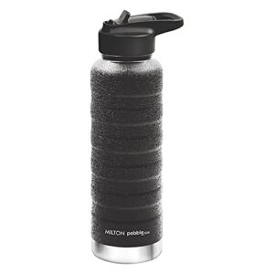 Milton Pebble 530 Thermosteel 24 Hours Hot and Cold Water Bottle with Spout Lid, 530 ml, Black