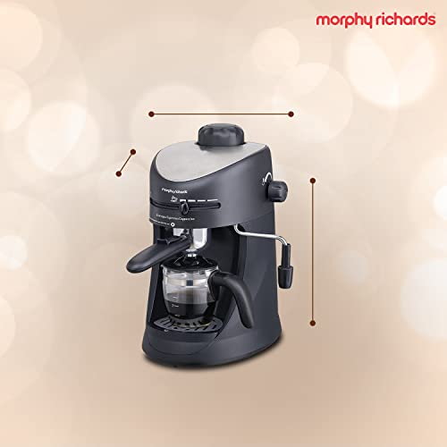Morphy Richards New Europa 800-Watt Espresso and Cappuccino 4-Cup Coffee Maker (Black)