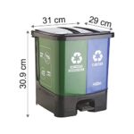 Nayasa 2 in 1 Dustbin - Dry Waste and Wet Waste Step-On Dustbin (19 Ltrs) - Small, Plastic, Green & Blue