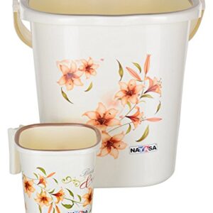 Nayasa DLX Square 2 Pcs Bathroom Set(Bucket 18L+Mug 1.5L) Off-White