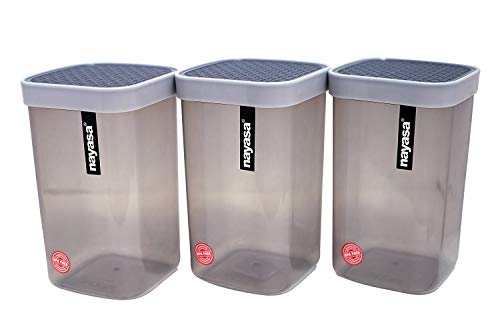 Nayasa Plastic Fusion Containers 1000ml, Set of 6, Grey