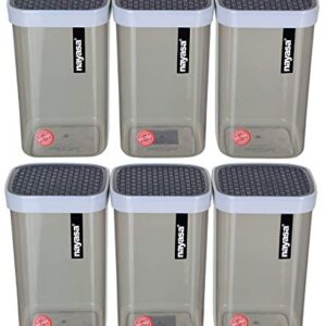 Nayasa Plastic Fusion Containers 1000ml, Set of 6, Grey