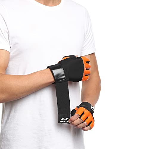 Nivia Leather Weightlifting Gym Gloves for Men, Training Gloves, Workout Gloves, Hand Glove Gym Workout, Leather Gloves…