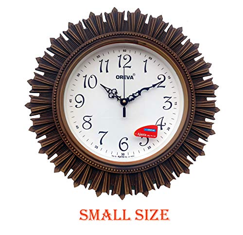 OREVA Plastic Wooden Look Designer Wall Clock (32.5 x 32.5 x 4.8 cm, Wood, AQ 6197)