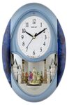 Oreva Plastic Rotating and Musical Pendulum Wall Clock (23.0 cm x 6.0 cm x 35.5 cm, AQ-2047) (Blue)