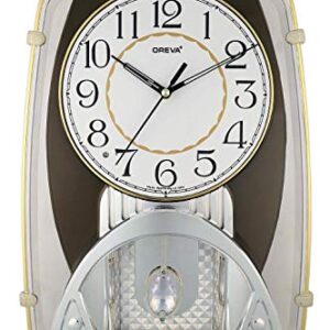 Oreva Plastic Rotating and Musical Pendulum Wall Clock (29.0 cm x 6.5 cm x 42.5 cm, AQ-2157) (Black)