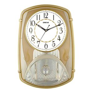 Oreva Plastic Rotating and Musical Pendulum Wall Clock (29.0 cm x 6.5 cm x 42.5 cm, AQ-2157) (Golden)