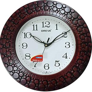 Oreva-Plastic-Wooden-Look-Designer-Wall-Clock-32-x-32-x-4-cm-Brown-Red-AQ-5927-0