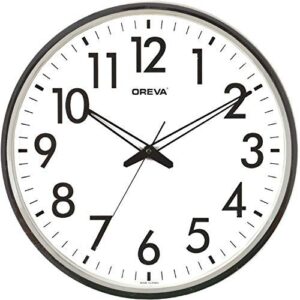Oreva Round Plastic Wall Clock (32 cm x 4 cm x 32 cm) White Dial and Silver Rim AQ-1687