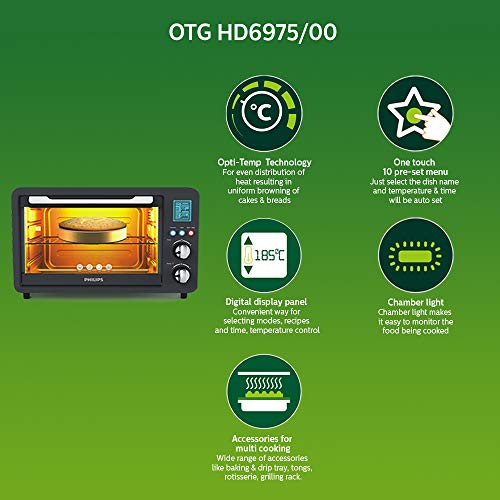 Philips HD6975/00 25-Litre Digital Oven Toaster Grill & HI114 1000-Watt Dry Iron