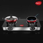 Pigeon by Stovekraft Favourite Backline Glass Top 2 Burner Gas Stove, Manual Ignition, black