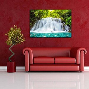 Pitaara Box Engineered Wood Landscapes Huai Mae Kamin Waterfall Painting, Multicolour, 27Inch x 18Inch