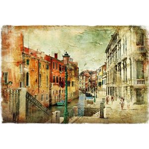 Pitaara Box Romantic Venice D3 Unframed Canvas Painting 36.2inch x 24inch (91.8 x 61cms)(Multicolour)
