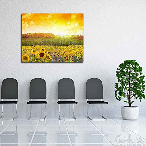 Pitaara Box MDF Sunflower Blossom Canvas Painting Frame (Multicolor, 15.3 X 12Inch)