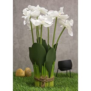 PolliNation Artificial White Orchid Flower Bunch (Pack of 1, 13 Inch), 20 x 20 x 33 Centimetres