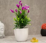 PolliNation Decorative Artificial Bonsai Plant with Plastic Pot for Home, Office, Table Decoration (Pack of 1, 8 Inch…