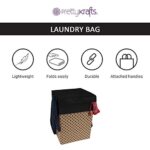 PrettyKrafts Folding Laundry Basket for Clothes with Lid & Handle, Toys Organizer, 35 Liters, Beige Dots