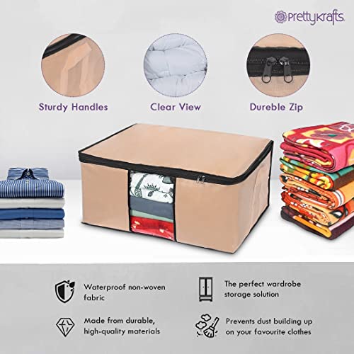 PrettyKrafts Fabric Prettykrafts Underbed Storage Bag, Storage Organizer, Blanket Cover With Side Handles (Set of 2 Pcs…