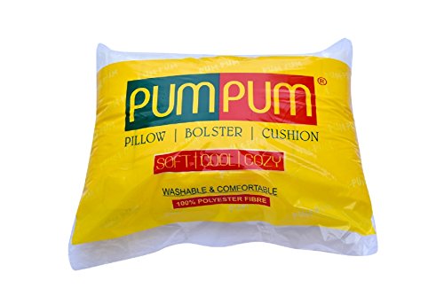 PumPum Polyester Fiber Hill Hard Bed Bolster Pillows for Sleeping (White, 27 x 9 Inches , 5236)