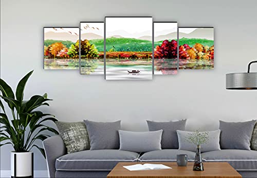 SAF Set of 5 Nature scenery UV Textured Home Decorative Gift Item large Panel Painting 42 Inch X 18 Inch SANFPNL31146