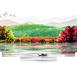 SAF Set of 5 Nature scenery UV Textured Home Decorative Gift Item large Panel Painting 42 Inch X 18 Inch SANFPNL31146