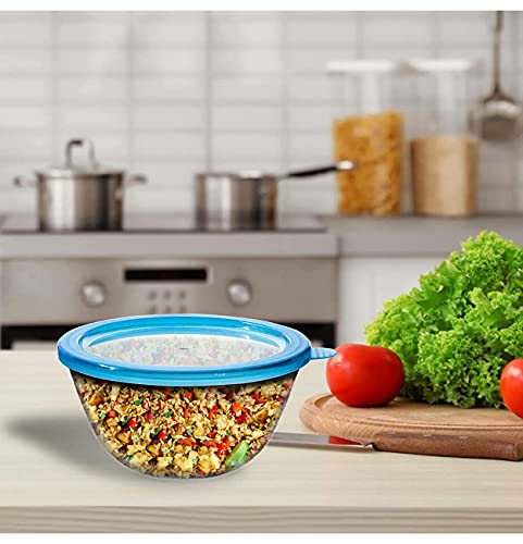 SIMPARTE Borosilicate Mixing/Serving Round Glass Bowl with Lid Microwave Safe, Dishwasher Safe, Freezer Proof, Leak…