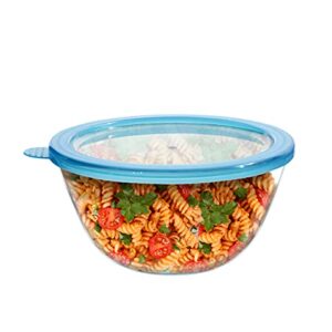 SIMPARTE Borosilicate Mixing/Serving Round Glass Bowl with Lid Microwave Safe, Dishwasher Safe, Freezer Proof, Leak…