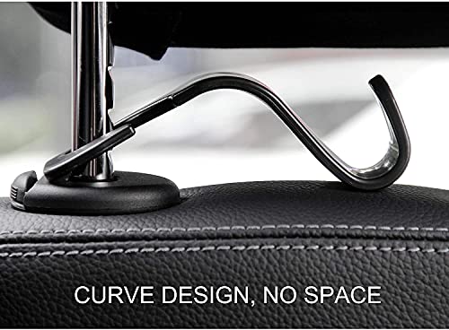 Car Back Seat Headrest Hooks, 4 Pack Black Stylish Back Seat Hanger for Car  Handbag Clothes Coats Grocery Bags, Car Interior Accessories (Black2)