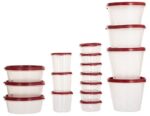 SIMPARTE Plastic Grocery Container, 17-Pieces, Blushing Red