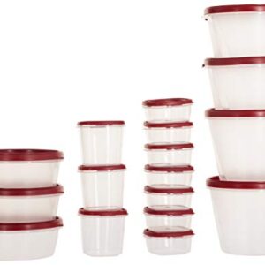 SIMPARTE Plastic Grocery Container, 17-Pieces, Blushing Red