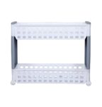 SIMPARTE 2 Layer Slim Classic White & Grey Storage Organizer-Multipurpose & Easy-to-Move Slide Out Shelf Rack Trolley…