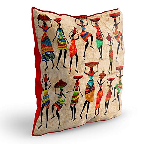 Sleep Nature's Jute German Printed Modern Cushion Cover - 30 X 30 cm, Pack of 2, Multicolor