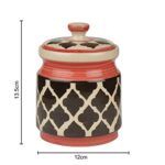 StyleMyWay Hand Glazed Ceramic Round Jar (Burni) with Lid (1000 ml, Black, Red) | Ceramic Multi-Utility Storage Jar…