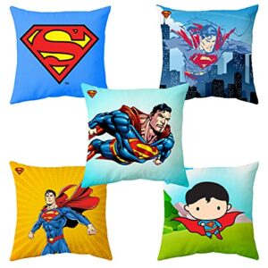 Superman Licensed Character Printed Digital Desgin Decorative Sofa Cushion Cover for Kids 12 X 12 Inch Pack of 5…