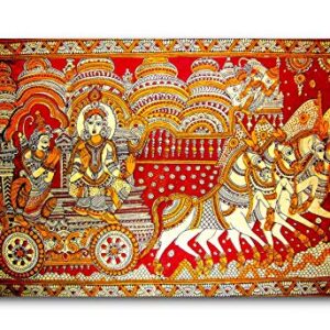 Tamatina-Madhubani-Art-Canvas-Painting-Krishna-with-Arjun-Traditional-Art-Unframed-Painting-for-Home-decorSize-36X24-Inchesb355-0