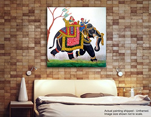 Handmade Elephant Painting Of Indian Style Art On Cloth For Wall 13x9.25  inches | eBay