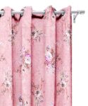 Ultimate Trends Polyester Digital Printed Floral Curtains for Door - 9 feet Set of 2, Light Pink Color