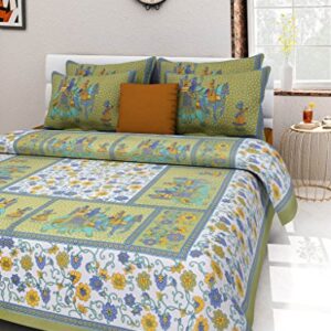 UniqChoice Rajasthani Traditional Print 120 TC| 100% Cotton Double Bedsheet| bedsheet with 2 Pillow Covers| King Size…