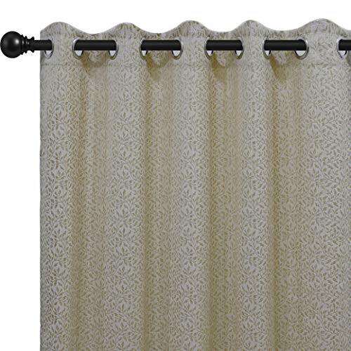 Urban Hues Eyelet 1 Pc Polyester Jacquard Fabric Window/Door Curtain (5 FT, Cream& Beige-Leaf)