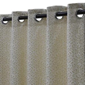 Urban Hues Eyelet 1 Pc Polyester Jacquard Fabric Window/Door Curtain (5 FT, Cream& Beige-Leaf)