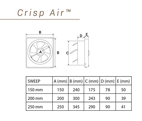 Usha Crisp Air 150mm Sweep Size, 175mm Duct Size Exhaust Fan (Black)