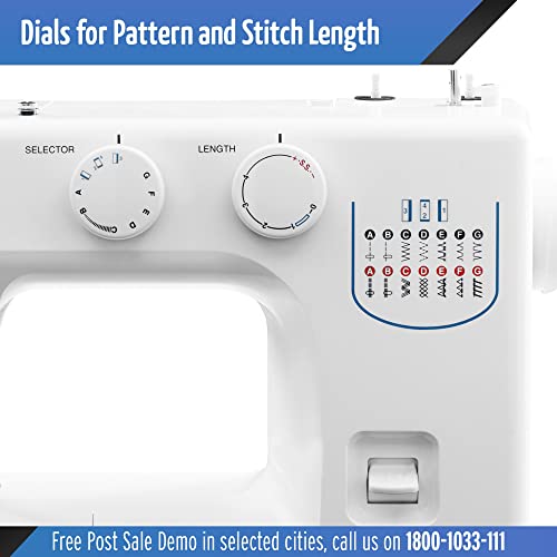 Usha Janome Allure Automatic Zig-Zag Electric Sewing Machine with 21 Stitch Function(White)