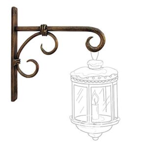 Wood Art Store Golden Antique Wall Bracket for Bird Feeders & Houses Planters Lanterns Wind Chimes Hanging Baskets…