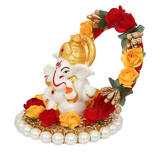 eCraftIndia Lord Ganesha Idol on Decorative Handcrafted Plate
