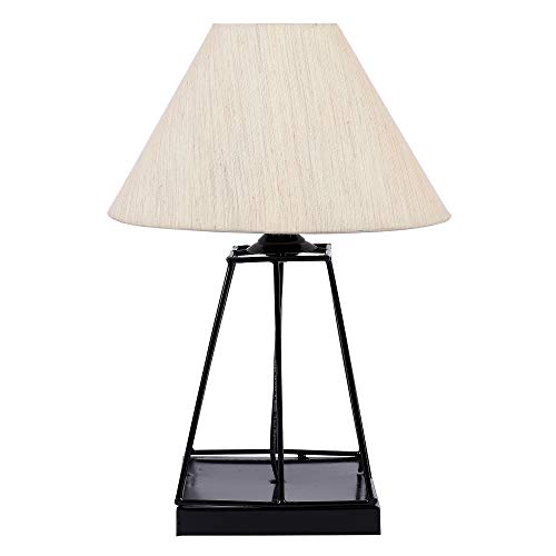 tu casa Metal-Iron Ntu-225 of f White Cotton Shade Table Lamp Holder (Bulb Not Included) - 10 X 10 X 15, of fwhite, Pack…