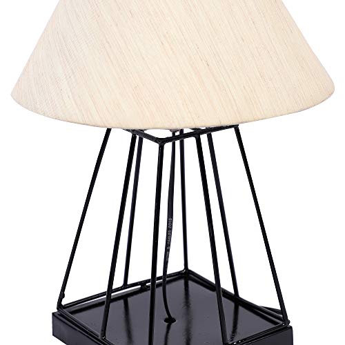 tu casa Metal-Iron Ntu-225 of f White Cotton Shade Table Lamp Holder (Bulb Not Included) - 10 X 10 X 15, of fwhite, Pack…