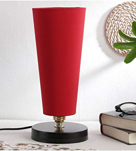 tu casa Metal-Iron Table Lamp with Holder, Red