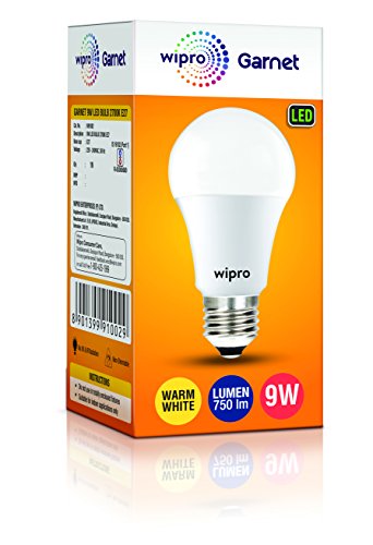 wipro 9W e27 LED Warm White Bulb, Pack of 3 (Garnet)