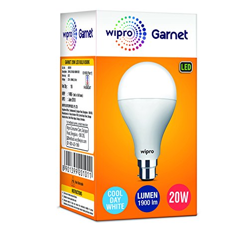 wipro Garnet Base B22D 20-Watt LED Bulb (White) - Pack of 2